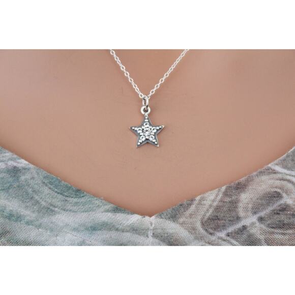 Sterling Silver Star Charm with Nano Gems Necklace - Picture 2 of 4